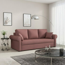 Olimpia 3 Seater Fabric Sofa Bed With Storage Modern Design Multiple Colours Pink - thumbnail 3