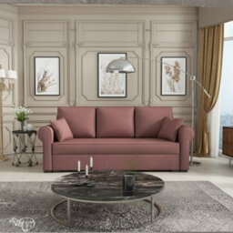 Olimpia 3 Seater Fabric Sofa Bed With Storage Modern Design Multiple Colours Pink - thumbnail 2
