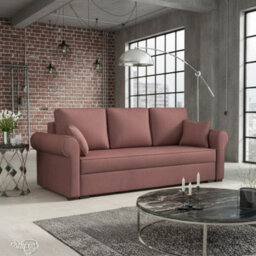 Olimpia 3 Seater Fabric Sofa Bed With Storage Modern Design Multiple Colours Pink