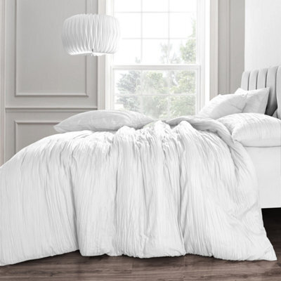 Velosso Elegant Pleated Duvet Cover Set With Pillowcase Modern Bedroom Decor - Machine Washable And Wrinkle-Resistant - White