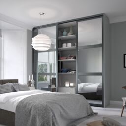 Spacepro Shaker Classic Panel Shaker Mirrored Gloss Graphite 3 Door Sliding Wardrobe Door Kit (H)2220mm (W)1680mm - thumbnail 4