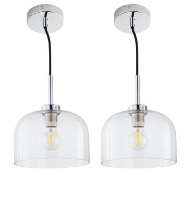 First Choice Lighting Set Of 2 Victoria - Chrome Pendant Lights With Clear Glass Shades - image 1