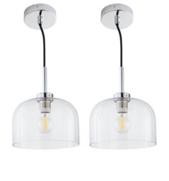 First Choice Lighting Set Of 2 Victoria - Chrome Pendant Lights With Clear Glass Shades - thumbnail 1