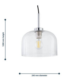 First Choice Lighting Set Of 2 Victoria - Chrome Pendant Lights With Clear Glass Shades - thumbnail 7