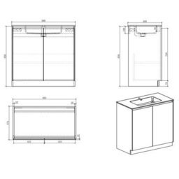 Plum&clay Rigel Concrete Grey Floor Standing Bathroom Vanity Unit With White Basin (W)900mm (H)850mm - thumbnail 6