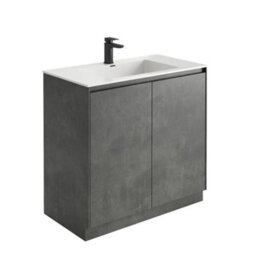 Plum&clay Rigel Concrete Grey Floor Standing Bathroom Vanity Unit With White Basin (W)900mm (H)850mm - thumbnail 2