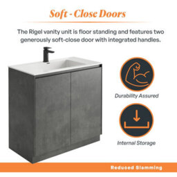 Plum&clay Rigel Concrete Grey Floor Standing Bathroom Vanity Unit With White Basin (W)900mm (H)850mm - thumbnail 3