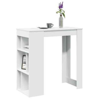 Berkfield Bar Table With Racks White 102X50X103.5 Cm Engineered Wood - image 1