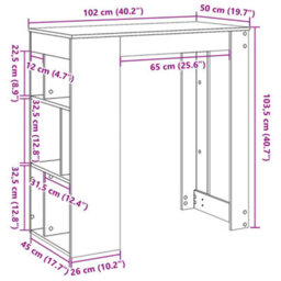 Berkfield Bar Table With Racks White 102X50X103.5 Cm Engineered Wood - thumbnail 9