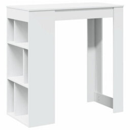Berkfield Bar Table With Racks White 102X50X103.5 Cm Engineered Wood - thumbnail 2