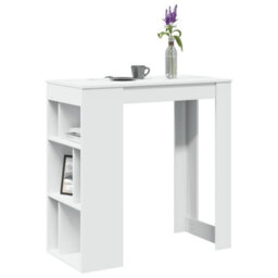 Berkfield Bar Table With Racks White 102X50X103.5 Cm Engineered Wood - thumbnail 1