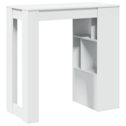 Berkfield Bar Table With Racks White 102X50X103.5 Cm Engineered Wood - thumbnail 6