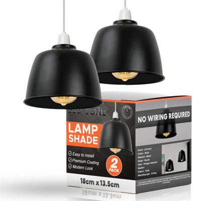 2Pcs Black Metal Ceiling Lamp Shade 18Cm Easy Fit Light Pendant Modern Lighting Shade For Bedroom Light Hanging Pendant - image 1