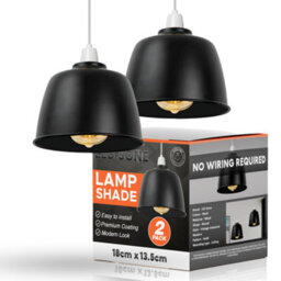 2Pcs Black Metal Ceiling Lamp Shade 18Cm Easy Fit Light Pendant Modern Lighting Shade For Bedroom Light Hanging Pendant - thumbnail 1