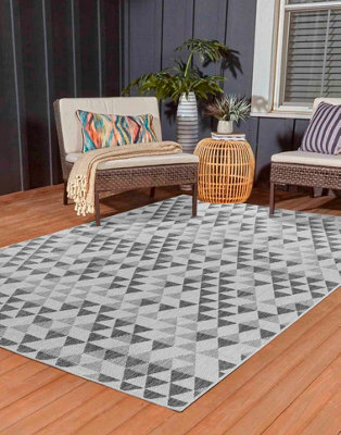 Modern Triangle Design Outdoor-Indoor Rugs Dark Grey 160X230 Cm - image 1