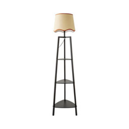 Valuelights Hiru Black 3 Tier Shelf Floor Lamp With Rust Trim Scallop Shade - thumbnail 6