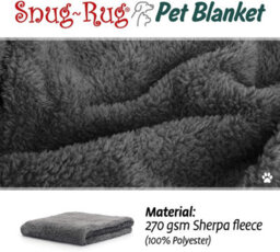 Snug Rug Pet Blankets - Cat & Dog Sherpa Fleece Blanket - Small 88 X 60Cm, Slate Grey - thumbnail 3