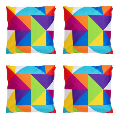 icon Indoor And Outdoor Waterproof Filled Cushion Set Of 4 Technicolour Geometric - image 1