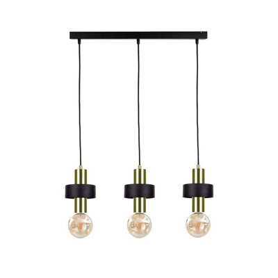 Luminosa Lighting Luminosa Unica Bar Pendant Ceiling Light Black, Gold, 60Cm, 3X E27