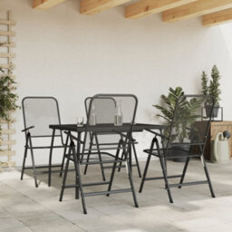 Berkfield 5 Piece Garden Dining Set Anthracite Metal Mesh - thumbnail 1