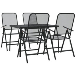Berkfield 5 Piece Garden Dining Set Anthracite Metal Mesh - thumbnail 2