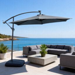 Abrihome 2.35M Grey Outdoor Parasol With Uv Protective Polyester Fabric, Garden Umbrella Ideal For Patio - thumbnail 8