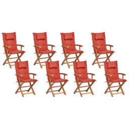 Beliani Maui Ii 8 Seater Garden Dining Set Dark Red Acacia Wood With Parasol - thumbnail 6