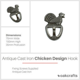 Oakcrafts - Antique Cast Iron Decorative Chicken Hook - 120mm X 90mm - thumbnail 2