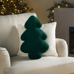OHS Winter Cushion 1 Pack Christmas Tree Filled Home Decor Plush Soft Fleece, Green - thumbnail 2