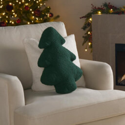 OHS Winter Cushion 1 Pack Christmas Tree Filled Home Decor Plush Soft Fleece, Green - thumbnail 3