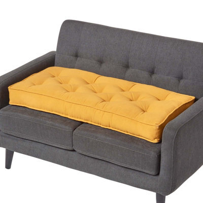 Homescapes Mustard Yellow Cotton 2 Seater Booster Cushion - image 1