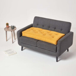 Homescapes Mustard Yellow Cotton 2 Seater Booster Cushion - thumbnail 6