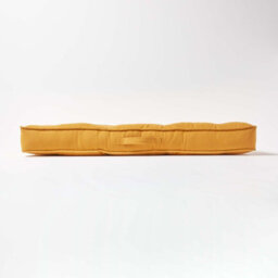 Homescapes Mustard Yellow Cotton 2 Seater Booster Cushion - thumbnail 5