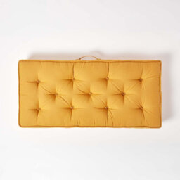 Homescapes Mustard Yellow Cotton 2 Seater Booster Cushion - thumbnail 3