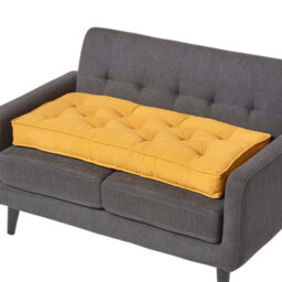 Homescapes Mustard Yellow Cotton 2 Seater Booster Cushion - thumbnail 1