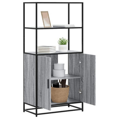 Walplus Highboard Grey Sonoma 68X35X139 Cm Engineered Wood And Metal - image 1
