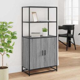 Walplus Highboard Grey Sonoma 68X35X139 Cm Engineered Wood And Metal - thumbnail 3