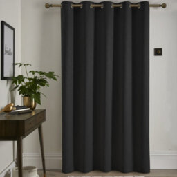 Fusion Strata Dim Out Woven Black Eyelet Single Panel Door Curtain - thumbnail 3