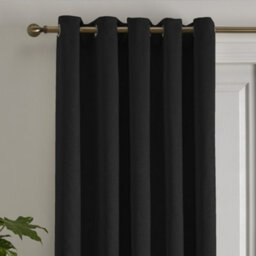 Fusion Strata Dim Out Woven Black Eyelet Single Panel Door Curtain - thumbnail 2