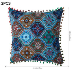 Thehotsale Blue Romantic Turkish-Style Faux Linen Double-Sided Pattern Throw Pillow 45Cm (W) X 45Cm (D) - thumbnail 9