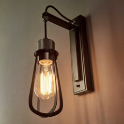 2 Pack Matt Black Industrial Wall Light - Black Chrome Knurled Lamp Holder - thumbnail 5