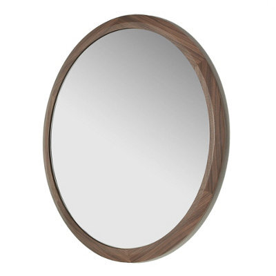 Angel Cerda Elegant Round Walnut Wall Mirror For Modern Interiors - image 1