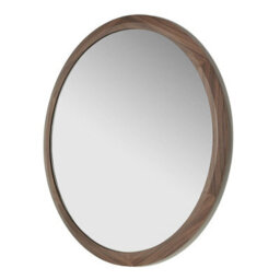 Angel Cerda Elegant Round Walnut Wall Mirror For Modern Interiors - thumbnail 1