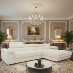 Torezio Mini L Shaped Sofa Bed With Adjustable Headrests Storage Dolfn Mechanism 280X170X70-90Cm Cream Right