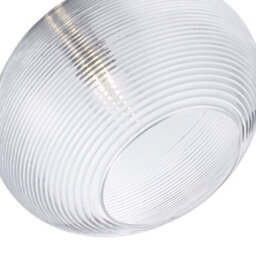 Happy Homewares Contemporary Clear Ribbed Spiral Glass Easy Fit Drum Shaped Pendant Light Shade - thumbnail 3