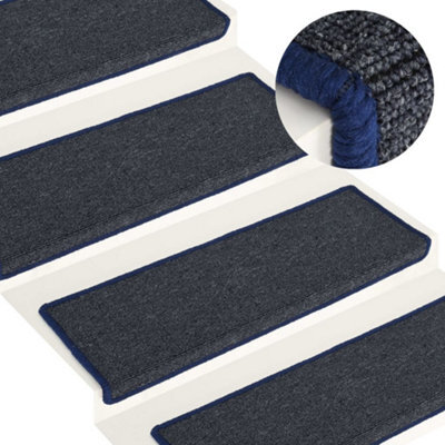Berkfield Carpet Stair Treads 15 Pcs 65X25 Cm Grey And Blue - image 1