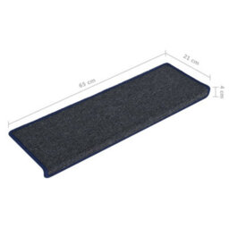 Berkfield Carpet Stair Treads 15 Pcs 65X25 Cm Grey And Blue - thumbnail 6