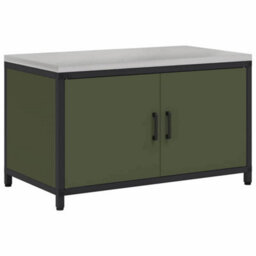 Berkfield Modern Kitchen Storage Cabinet With Shelf With Door Olive Green Steel