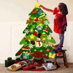 Felt Christmas Tree Diy Hanging Ornaments Wall Decor For Kids Gift And Led Light - thumbnail 4