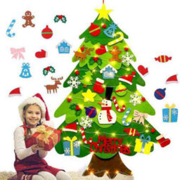 Felt Christmas Tree Diy Hanging Ornaments Wall Decor For Kids Gift And Led Light - thumbnail 1